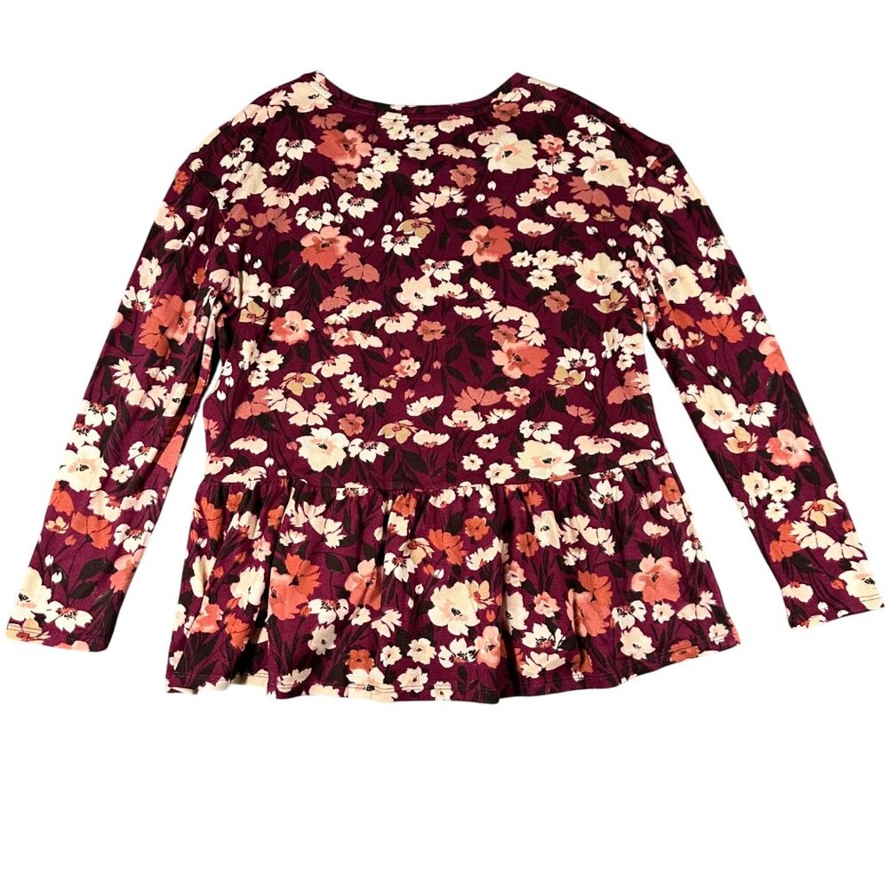 LOFT Outlet Womens MP Floral Peplum Long Sleeve Pullover Super Soft Sweater - Picture 9 of 9